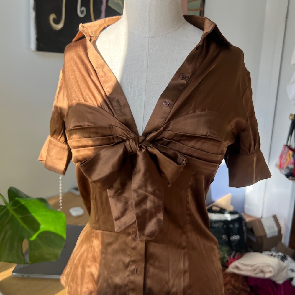 Elegant Brown Satin Blouse